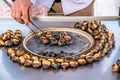 Traditional popular Turkish street food Chestnuts for sale