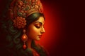 Traditional Portrait of Goddess Durga Devi in Red Saree for Navratri and Durga Puja Royalty Free Stock Photo