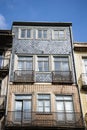 Traditional portugal houses with azulejo, typical portuguese house decoration fragment Royalty Free Stock Photo