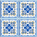 Traditional Portugal Lisbon azulejo ceramic cement tiles pattern