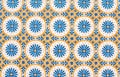 Traditional Portuguese ceramic tiles, hand painted in circular pattern Royalty Free Stock Photo