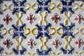 Traditional Portuguese ceramic tiles wall. Typical exterior decoration on house in Portugal