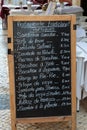 Restaurant Menu Chalkboard on Portuguese Street Royalty Free Stock Photo