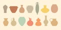 Clay vases of various shapes, traditional pottery silhouettes