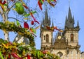 Traditional Prague Easter market in the Old Town Square . Prague. Czech republic. Happy Easter.