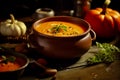 Traditional pumpkin soup in a bowl