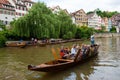 Traditional punt in front of the waterfront of