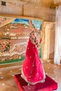 traditional puppet in queen dress at jaisalmer fort from flat angle