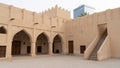 Traditional qatari house exterior at the national qatar museum Royalty Free Stock Photo