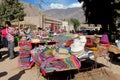 Traditional quechua colorful textil sold at the market Royalty Free Stock Photo