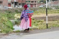 Traditional quechua woman on the street in Bolivia