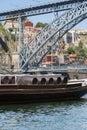 Traditional Rabelo Boats on the Bank of the River Douro - Porto, Portugal Royalty Free Stock Photo