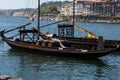 Traditional Rabelo Boats on the Bank of the River Douro - Porto, Portugal Royalty Free Stock Photo