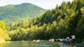 Traditional rafting on the Dunajec Gorge, Pieniny, Poland,