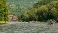 Traditional rafting on the Dunajec Gorge, Pieniny, Poland,