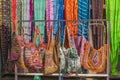 Traditional Rajasthan dress hanging at the street at a shop in Jodhpur, India. Royalty Free Stock Photo