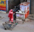 Traditional Rajasthani woman wearing pink sari,