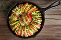 Traditional raw vegetable ratatouille in cast iron