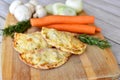 Traditional recipe homemade meat pies with fresh ingredients