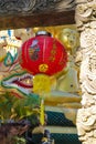Traditional red asian lantern in the courtyard of a chinese temple Royalty Free Stock Photo