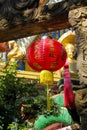 Red asian lantern in chinese temple Royalty Free Stock Photo