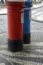 Traditional red and blue letter boxes on the azores Royalty Free Stock Photo