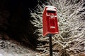 Traditional red postbox in the snow Royalty Free Stock Photo