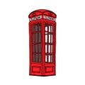 Traditional red British telephone booth, an old landmark of the city, a symbol of London Royalty Free Stock Photo