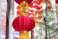 Traditional Red chinese lantern decoration for chinese festivals hanging in street in Hong Kong Royalty Free Stock Photo