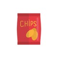 Traditional red chips plastic bag for super bowl party, Vector illustration Royalty Free Stock Photo