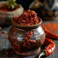 traditional red chutney in bowl