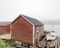 Traditional red colored wooden fishing stage Royalty Free Stock Photo