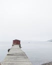 Traditional red colored wooden fishing stages Royalty Free Stock Photo