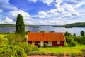 Traditional red cottage house in Sweden Royalty Free Stock Photo