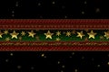 traditional red and green christmas border with golden stars Royalty Free Stock Photo