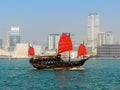 Traditional red junk boat in Hong Kong Royalty Free Stock Photo