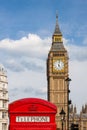 Traditional Red Telephone Box and Big Ben in London, UK Royalty Free Stock Photo