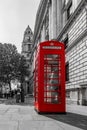 Traditional Red telephone box/booth near Big Ben and the House of Parliament Royalty Free Stock Photo