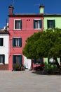 Traditional red village house in Burano, Venice, Italy Royalty Free Stock Photo
