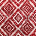 Traditional Red And White Diamond Pattern Intaglio Fabric