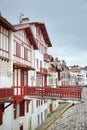 Traditional red and white half-timbered basque houses, typical architecture Royalty Free Stock Photo