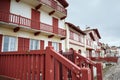 Traditional red and white half-timbered basque houses, typical architecture Royalty Free Stock Photo