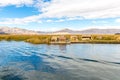 Traditional reed boat lake Titicaca,Peru,Puno,Uros,South America,Floating Islands Royalty Free Stock Photo