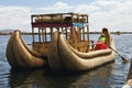 Traditional reed boats, Lake Titicaca, Peru Royalty Free Stock Photo