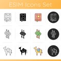 Traditional religious muslim rituals icons set