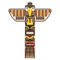 Traditional Religious Totem Pole with Animal. Vector