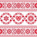 Polish ethnic vector seamless embroidery pattern with floral morif inspired by folk art embroidery Lachy Sadeckie - textile or fab