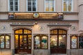 Traditional restaurant with signs of the national character Brave Soldier Svejk in Prague Czech Republic.