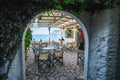 Traditional restaurant and taverna in Agios Nikitas village, Lefkada, Greece Royalty Free Stock Photo