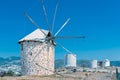 Traditional restored windmills on top of Bodrum Royalty Free Stock Photo